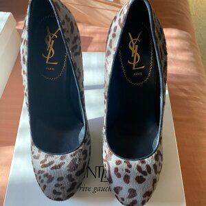 YSL - grey pony hair pump
